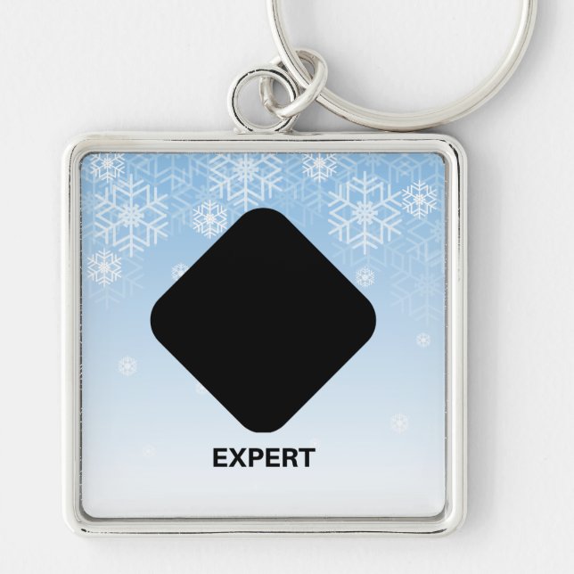 Ski Trail Black Diamond Sign Keychain (Front)