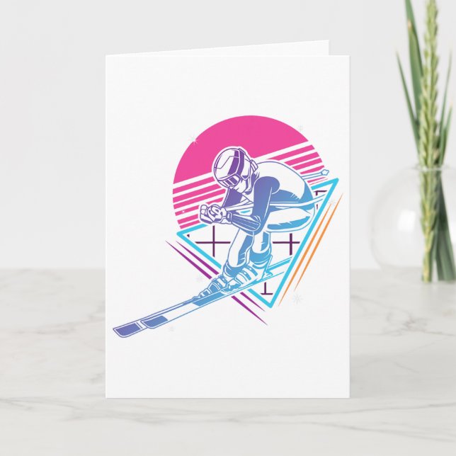 Ski Trip Skiing Retro Vintage 80s 90s  Card (Front)