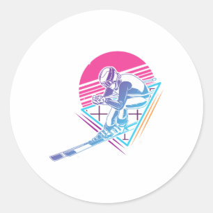 Ski Trip Skiing Retro Vintage 80s 90s Classic Round Sticker