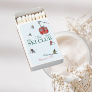 ski trip watercolor green and red matchboxes