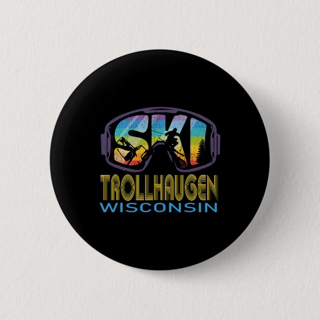 Ski Trollhaugen Wisconsin Skiing Vacation  Button (Front)