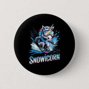 Ski unicorn winter sport skier funny skiing button