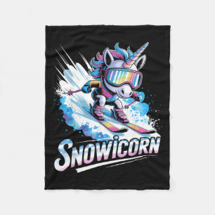 Ski unicorn winter sport skier funny skiing fleece blanket