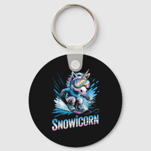 Ski unicorn winter sport skier funny skiing keychain