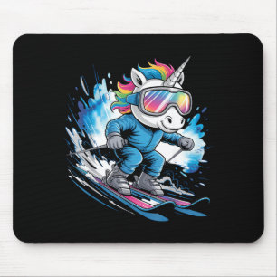 Ski unicorn winter sport skier funny skiing mouse pad
