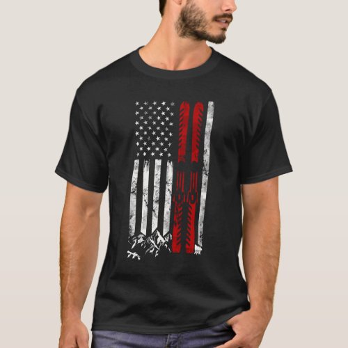 Ski Us American Flag Skiing T_Shirt