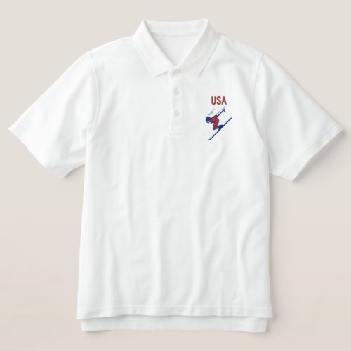 Ski USA  Custom Personalized Embroidered Polo Shirt