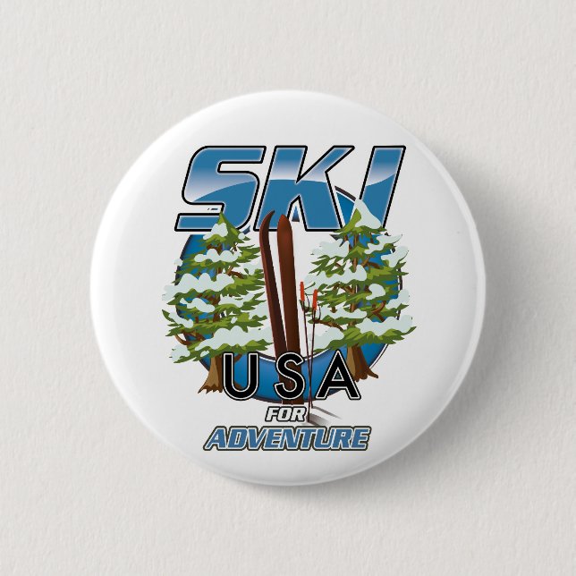 Ski USA For adventure logo. Button (Front)