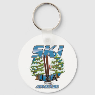 Ski USA For adventure logo. Keychain