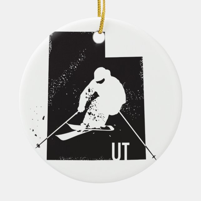 Ski Utah Ceramic Ornament (Front)