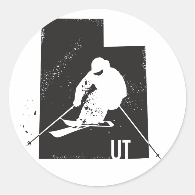 Ski Utah Classic Round Sticker (Front)