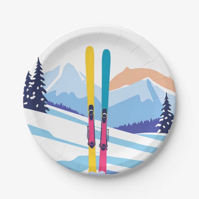 Ski Vacation Paper Plates (Front)