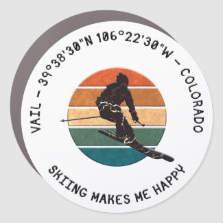 Ski Vail, Colorado - Man Skier, Black Text
