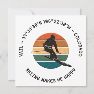 Ski Vail, Colorado - Man Skier, Black Text