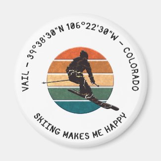 Ski Vail, Colorado - Man Skier, Black Text
