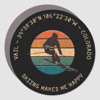 Ski Vail, Colorado - Man Skier Golden Text