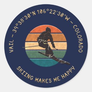 Ski Vail, Colorado - Man Skier Golden Text