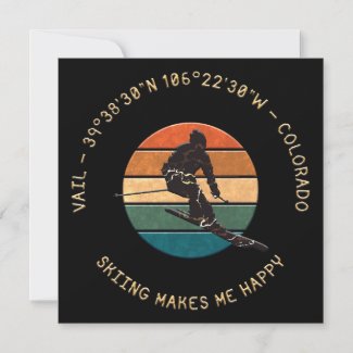 Ski Vail, Colorado - Man Skier Golden Text