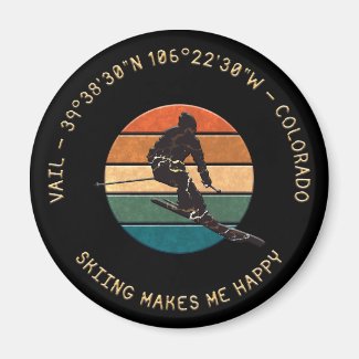 Ski Vail, Colorado - Man Skier Golden Text