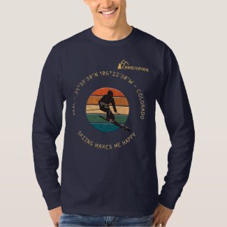 Ski Vail, Colorado - Man Skier Golden Text