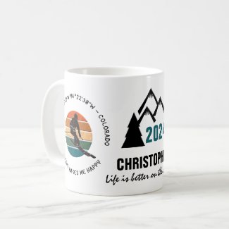 Ski Vail, Colorado - Man Skier, Name, Black Text