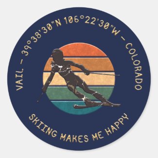 Ski Vail, Colorado - Woman Skier, Golden Text