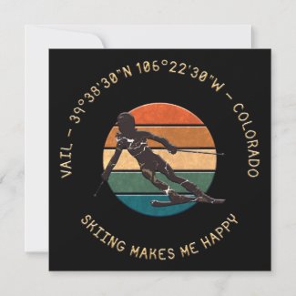 Ski Vail, Colorado - Woman Skier, Golden Text
