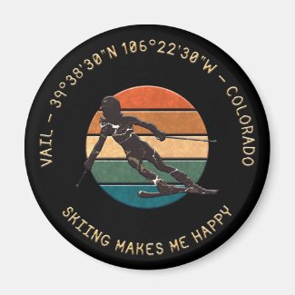 Ski Vail, Colorado - Woman Skier, Golden Text