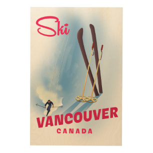 Ski Vancouver Canada Wood Wall Art