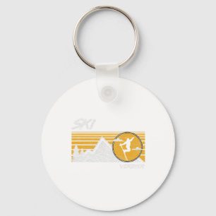 Ski Verbier Retro Switzerland Skiing Tee Keychain