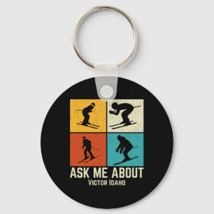Ski Victor Idaho Mountain Skiing T Men And Women Keychain