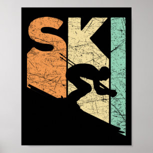 Ski Vintage Skier Retro Skiing Lover Downhill Ski  Poster