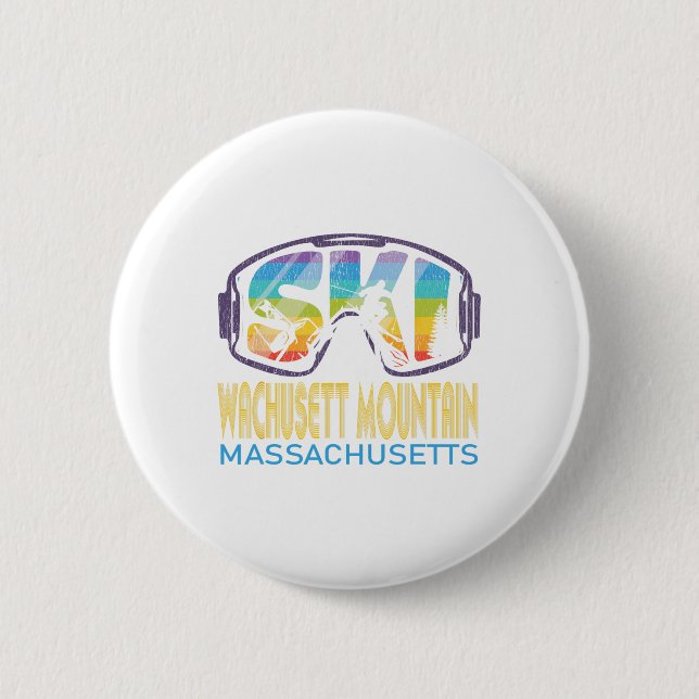 Ski Wachusett Mountain Machusetts Skiing Vacation  Button (Front)