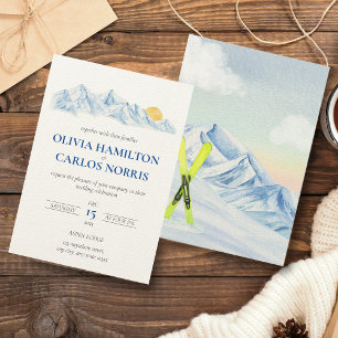 Ski Wedding Watercolor Mountain Landscape
