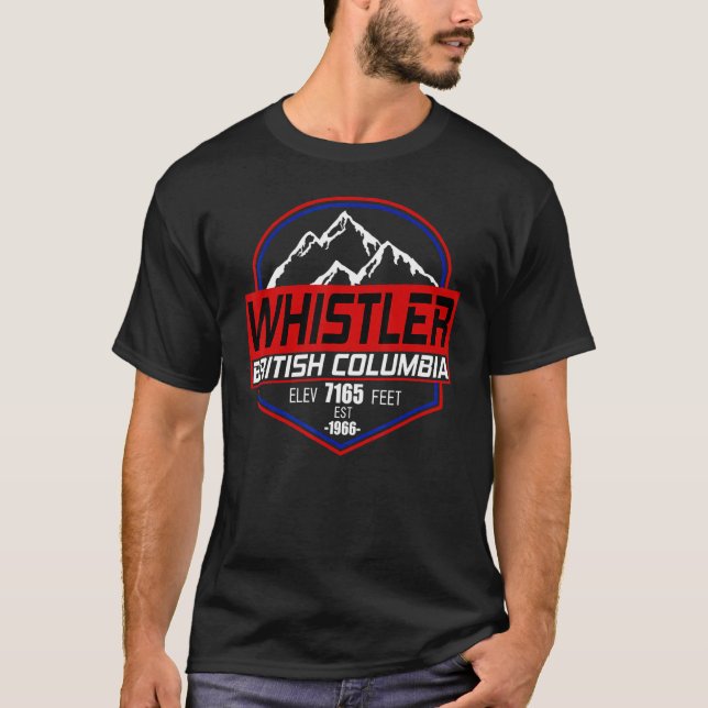 Ski Whistler B C Canada Skiing and Mountain Biking T-Shirt (Front)