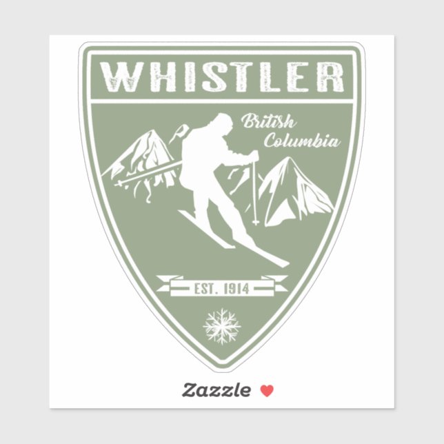 Ski Whistler British Columbia Sticker (Sheet)