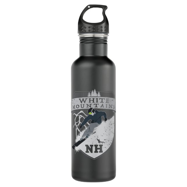 Ski White Mountains, NH Stainless Steel Water Bottle (Front)