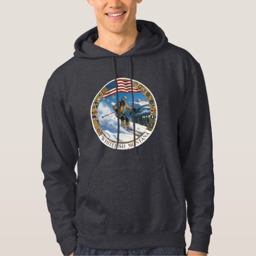 Ski Whitefish, Montana, Man Skier Hoodie
