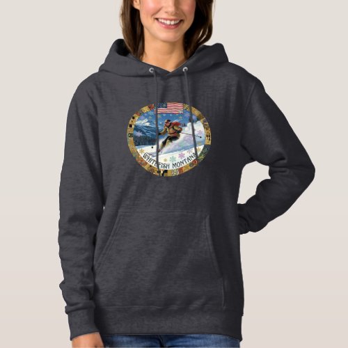 Ski Whitefish, Montana, Woman Skier Hoodie