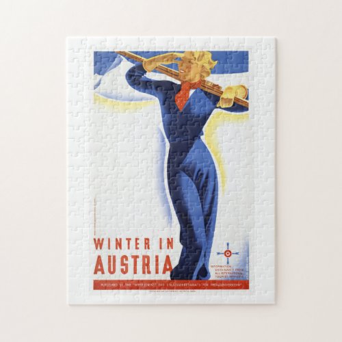 Ski Winter in Austria Vintage Travel Jigsaw Puzzle