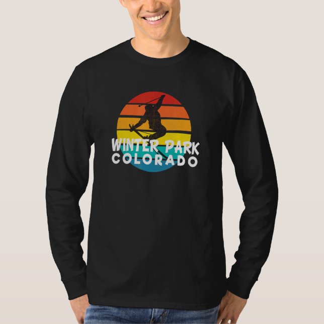 Ski Winter Park 70s 80s Throwback Winter Park Ski  T-Shirt (Front)
