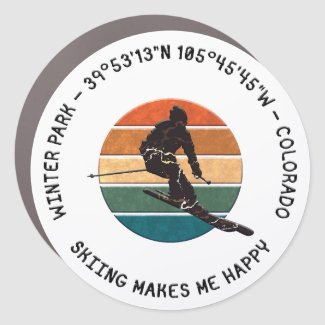 Ski Winter Park, Colorado - Man Skier, Black Text