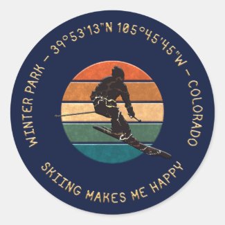 Ski Winter Park, Colorado - Man Skier Golden Text