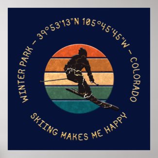 Ski Winter Park, Colorado - Man Skier Golden Text