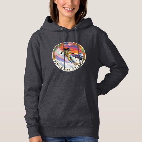 Ski Winter Park, Colorado, Woman Skier Hoodie