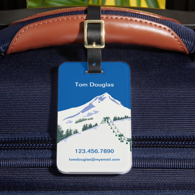 Ski Winter Scene Luggage Tag (Front Insitu 2)