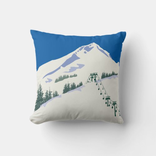 Ski Winter Scene Pillow