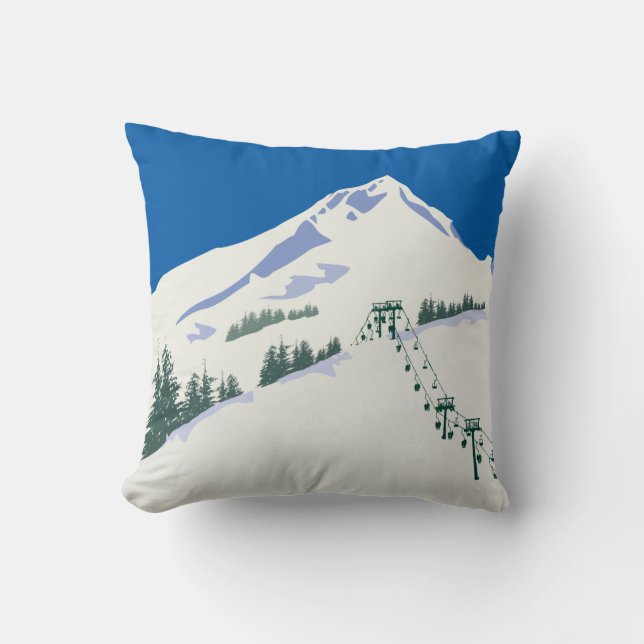 Ski Winter Scene Pillow (Front)