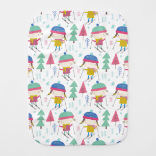 Ski, Winter Sports, Skier, Skiing Pattern Baby Burp Cloth