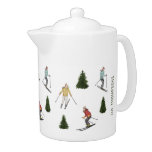 Ski Women With Family Name Christmas Watercolor Teapot